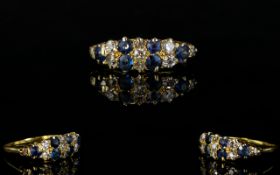 Antique Period 18ct Gold Nice Quality Sapphire and Diamond Set Ladies Dress Ring both sapphires and