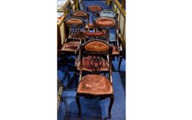 Set of Late Victorian Mahogany Dining Chairs Comprising 4 stand chairs and 3 Carvers Upholstered