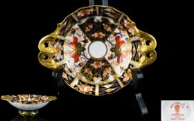 Royal Crown Derby Imari Pattern Gold Band Footed Pin Dish. Date 1920's. 5.