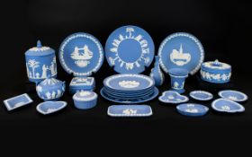 A Collection of Wedgwood Blue Jasper Ware ( 24 ) Pieces In Total.