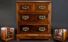 Victorian Period Mahogany Chest of Drawers of Small Proportions, All with Original Brass Handles.