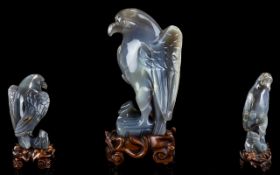 Large and Impressive Contemporary - Heavy Jade Sculpture / Figure of a Bird of Prey,