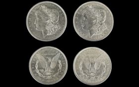 United States of America Silver One Dollars ( 2 ) In Total.