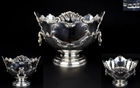 Victorian Period - Superb Quality Silver Twin Swing Handle Punch Bowl with Acanthus Moulded Edge,