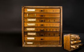 Vintage Small Wooden 8 Drawer - Typographers Cabinet. c.1900.