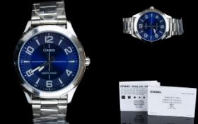 Casio - Gents MTP-VXOID Series Stainless Steel - Analog Wrist Watch, Blue Dial, Seconds Sweep.