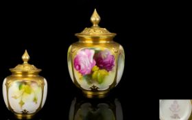 Royal Worcester Hand Painted Potpourri Vase ' Roses ' Stillife. Signed Spilsbury, Date 1930.