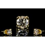 18ct Yellow Gold Stud Earring Set with a Single Round Brilliant Cut Diamond of Excellent Colour and