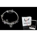 Pandora - Quality Silver Bracelet, Loaded with 9 Charms, Marked Pandora.