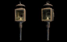 A Pair Of 19th Century Victorian Carriage Lamps Two coach lamps,