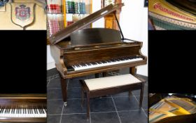 Mahogany Framed Baby Grand Piano made by Challen 1804. Patent no's 419777 and 419778.