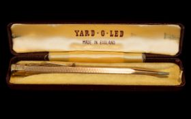 Yard-o-led Gold Plated Propelling Pencil with Original Hinged Case. In As New Condition. c.
