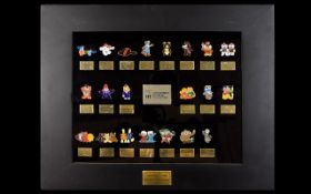 Olympic Interest Framed Set Of Official Mascot Pins Summer & Winter Olympics 1972 - 2012 By The