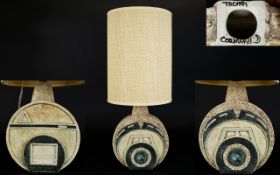 Troika - Superb Shaped Lamp Base From The 1960's - Aztec Design, with Original 1960's Shade.