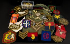 Army Etc. Memorabilia- 1918 Royal Artillery Brass Cap Badge With Rotating Wheel. Demin Buttons,