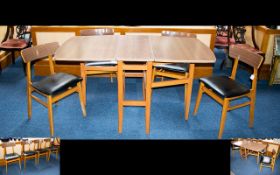 A Vintage / Retro Mid Century 1950's - 1960's Brown Formica Top Folding Kitchen Table & Matching 4