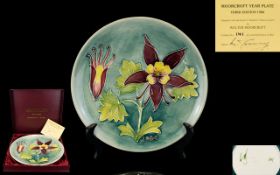 Walter Moorcroft Designed Ltd and Numbered Edition 1984 Year Plate, Third Edition.