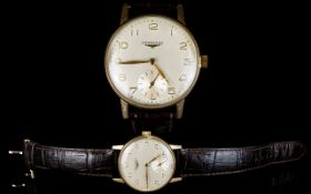 Longines - Gentleman's 9ct Rose Gold Mec