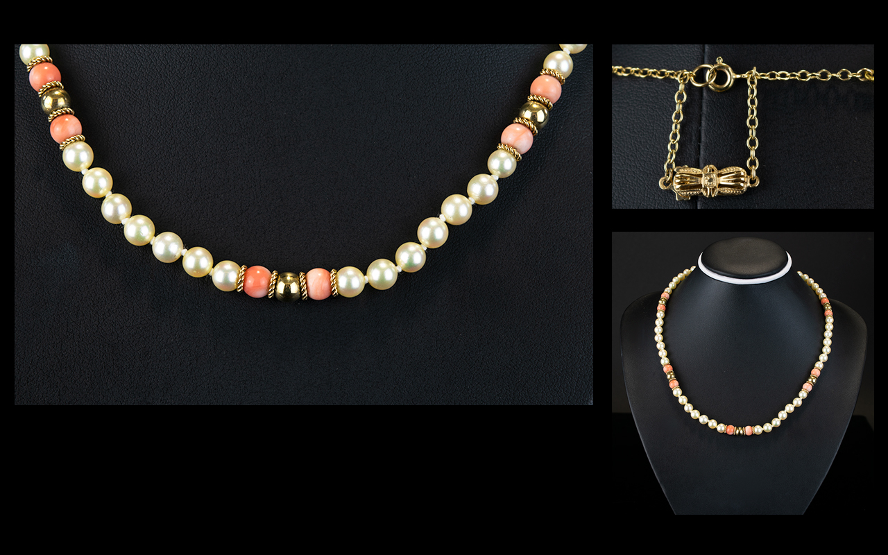 Ladies Coral and Pearl ( Cultured ) Neck
