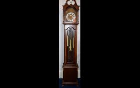 20thC Mahogany Finish Longcase Clock, Tr