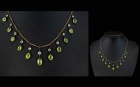 Victorian Period 9ct Gold Peridot And Aq