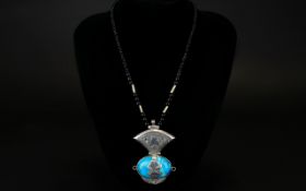 Silver And Turquoise Statement Necklace