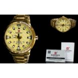 Naviforce Mens - Gold Plated Steel Day /