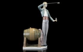 Lladro - Tall and Impressive Early Porcelain Figure ' Wine Taster ' Sculpture Franciso Catala.
