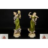 Art Nouveau Royal Dux Bohemia Fine Quality Pair of Tall and Impressive Hand Painted Porcelain