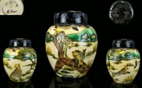 Moorcroft - Superb Quality Ltd and Numbered Edition Large Lidded Ginger Jar. ' Cheetahs ' Design.