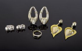 Contemporary Handmade Sterling Silver Heart Shaped Drop Earrings For pierced ears,