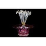 Victorian Period Good Quality Cranberry Glass Three Branch Epergne In wonderful condition and