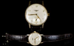 Longines - Gentleman's 9ct Rose Gold Mechanical Wrist Watch with Secondary Dial. c.1940's / 1950's -
