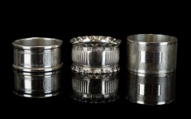A Small Collection of Vintage and Antique Hallmarked Silver Napkin Holders ( 3 ) In Total.