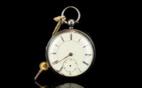 Edwardian Period Good Quality Large Silver Open Faced Pocket Watch. Key Winding, Lever Movement.