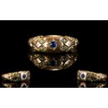 Antique 9ct Gold Sapphire and Diamond Ring. Fully Hallmarked for 9ct.