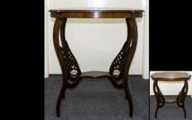 Early 20th Century Stained Beechwood Occasional Table Shaped top, height 29 inches, 27 x 18 inches.