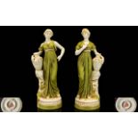 Royal Dux Bohemia Pair of Good Quality Handpainted Porcelain Figures of Roman/Classical Young