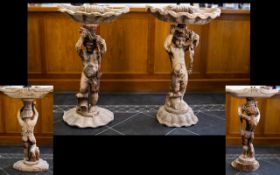 A Pair Of Antique Carved Wood Floor Standing Putti Figures Two late 19th/early 20th century