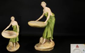 Art Nouveau Royal Dux Bohemia Fine Quality - Tall and Impressive Hand Painted Porcelain Figural