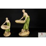 Art Nouveau Royal Dux Bohemia Fine Quality - Tall and Impressive Hand Painted Porcelain Figural