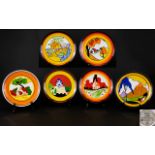 Clarice Cliff Wedgewood Ltd and Numbered Edition Cabinet Plates ( 6 ) Six In Total.