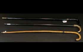 A Collection Of Antique Swagger And Sword Sticks Three in total each from the latter part of the