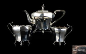 Edwardian Period Well Designed and Well Made 3 Piece Silver Tea Service of Solid Construction.