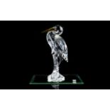 Swarovski Silver Crystal Figure ' Heron ' Feathered Friends Theme. Num 221627 7670 000 001.