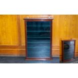 Mahogany Finish Glass Fronted Wall Mounted Display Cabinet, six glass shelves.
