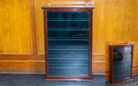 Mahogany Finish Glass Fronted Wall Mounted Display Cabinet, six glass shelves.