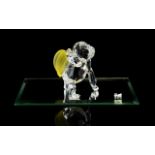 Swarovski Crystal Figure ' Young Gorilla ' Carrying a Bunch of Bananas, Rare Encounters Series.