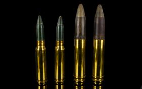 World War I Gun Shell Cases ( Cartridges ) Empty ( 4 ) In Total. Marked 006 CY70 Prac 42, 030 CY71