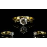 18ct Gold Single Stone Set Diamond Ring. The Round Brilliant Cut Diamond of Good Cut and Shape.